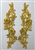 APL-BED-110-YELLOW-PAIR.  Yellow Embroidered Applique with Gold Borders. - Yellow - 16" x 4"