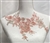 APL-BED-129-PEACHSILVER-3D.   Beaded Applique - 3D on Net. - Peach Sequins with Silver Embroidery - 12" x 7"