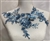 APL-BED-129-SKYBLUE-3D.   Beaded Applique - 3D on Net. - Sky-Blue with Sequins - 12" x 7"