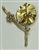 BRO-RHS-405-GOLDPEARL.  Gold Metal w/ Pearl Rhinestone Brooch