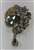 BRO-RHS-453-GOLDCRYSTAL.  Gold Metal -  Clear Crystal Rhinestone Brooch