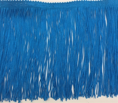 FRI-RAY-106STR-BLUE. 6 INCH Stretch Rayon Fringe - Blue