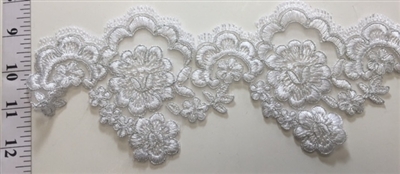 LNS-BBE-205-WHITE. BRIDAL BEADED LACE - 4.5 " WIDE