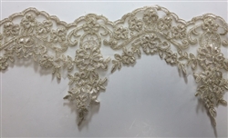 LNS-BBE-209-GOLD. BRIDAL EMBROIDERED LACE - 6 " WIDE