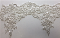 LNS-BBE-209-WHITE. BRIDAL BEADED LACE - 6 " WIDE