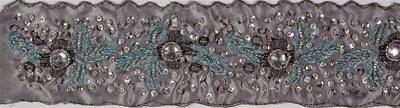 LNS-BED-141.   2.5"-wide Handmade Indian Beaded Lace