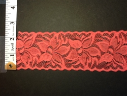 LST-REG-215-CORAL.  STRETCH LACE 2 INCH WIDE