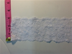 LST-REG-306-WHITE2.  STRETCH LACE 3 INCH WIDE - WHIT