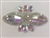 RHS-APL-1507-AB. CRYSTAL RHINESTONE APPLIQUE WITH AB STONES AND SILVER BEADS- 4.25 X 2 INCHES