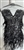 RHS-BOD-W080-BLACK. Black Crystal Rhinestone Bodice with Black Beads and Black Feathers on a Shear Black Tulle- 15" x 27"