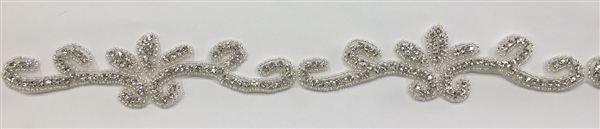 CRYSTAL RHINESTONE TRIM - 1.75 INCHES WIDE - REPEAT LENGTH 7 INCHES