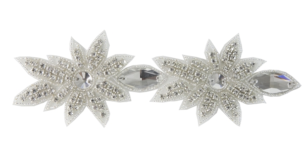 RHS-TRM-1565-SILVER.  CRYSTAL RHINESTONE TRIM - 3 INCHES WIDE - REPEAT LENGTH 5 INCHES