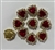 SEWON-HEART-8X8-REDGOLD.  Sew on Heart Red Glass Crystal Shape Rhinestones With Gold Claw-Catcher Made of Brass - 8X8 mm - 10 Pieces
