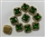 SEWON-SQUARE-12X12-GREENGOLD.  Sew on Square Green Glass Crystal Shape Rhinestones With Gold Claw-Catcher Made of Brass - 12X12 mm - 10 Pieces