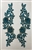 APL-BED-110-TEAL-PAIR.  Teal Embroidered Applique with Gold Borders. - Teal - 16" x 4"
