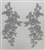 APL-BED-113-SILVER-PAIR.  Silver Embroidered Applique With Beads and Sequins - Pair - 12" x 6"  Each