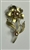 BRO-RHS-408-GOLDPEARL.  Gold Metal w/ Pearl Rhinestone Brooch