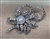 BRO-RHS-415-SILVERCRYSTAL.  Silver Metal - Crystal w/ Pearl Rhinestone Brooch Pin