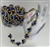 CHN-RHS-052S-ROYALBLUEGOLD. Royal Blue and Clear Crystal Rhinestones on Gold Metal Chain - 1 Inch Wide
