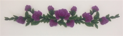 FLR-APL-027-PURPLE. Sew-On Floral Applique - 22 X 4 Inches