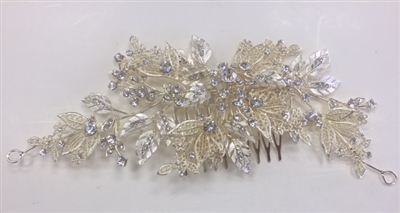 HDP-100-GOLD-CRYSTAL. WHOLESALE HEAD-PIECE, CLEAR CRYSTALS WITH GOLD BACKING ON A COMB