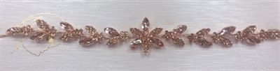 HDP-102-ROSEGOLD-CRYSTAL. WHOLESALE HEAD-PIECE, CLEAR CRYSTALS WITH ROSE-GOLD BACKING ON A COMB