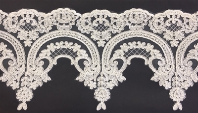 LNS-BBE-257-IVORY.  Ivory Bridal Lace - 8.5 Inch Wide - Sold By the Yard