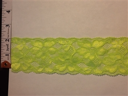 LST-REG-203 LIME GREEN. STRETCH LACE 2 INCH WIDE