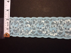 LST-REG-207-BABY BLUE. STRETCH LACE 2 INCH WIDE