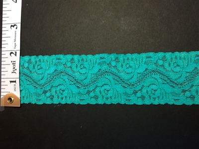 LST-REG-207-TEAL. STRETCH LACE 2 INCH WIDE