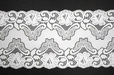 LST-REG-615-WHITE.  6.0"-wide Stretch Lace