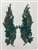 RHS-APL-080-GREEN-PAIR.  Sew-On Green Crystal Rhinestone Applique with Green Beads -  14 X 5  Inches Each - One Pair - Made with high quality Green crystals and Green beads sewn on a Green fabric mesh.
