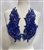 RHS-APL-080-ROYALBLUE-PAIR. Sew-On Royal Blue Crystal Rhinestone Applique with Royal Blue Beads - 14 X 5 Inches Each - One Pair - Made with high quality Royal Blue crystals and Royal Blue beads sewn on a Royal Blue fabric mesh.
