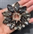 RHS-APL-M063-BLACK.  Rhinestone Appliques on Metal - Black Crystal on Silver Metal - 3.5" Diameter