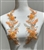 RHS-APL-W3317-ORANGE-PAIR. Orange Rhinestone Applique with Clear Crystals and Silver Beads on a Shear White Tulle- 13" x 5" Each Piece.