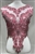 RHS-BOD-WA069-PINK. Rose Crystal Rhinestone Bodice with Pink Beads And Pink Embroidery on a Shear Pink Tulle- 24" x 16".