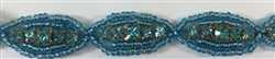 RHS-TRM-1268-TURQUOISE.  TURQUOISE CRYSTAL RHINESTONE TRIM WITH TURQUOISE BEADS - 5/8 INCHES WIDE