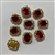 SEWON-ELLIPSE-6x8-REDGOLD.  Sew on Ellipse Red Glass Crystal Shape Rhinestones With Gold Claw-Catcher Made of Brass - 6X8 mm - 10 Pieces