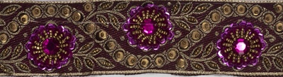 TRM-IND-124.  Handmade Indian Trim with Beads, Rhinestones, and Sequins