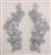 APL-BED-107-SILVER-PAIR. Beaded Applique - Silver- 9.5 x 3 Inch - A Pair