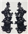 APL-BED-111-BLACK-PAIR.  Black Embroidered Applique With Beads - Pair - 10" x 4"  Each