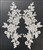 APL-BED-113-OFFWHITESILVER-PAIR.  Off-White Embroidered Applique With Beads and Sequins / Silver borders - Pair - 12" x 6"  Each