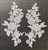 APL-BED-113-WHITE-PAIR.  White Embroidered Applique With Beads and Sequins - Pair - 12" x 6"  Each