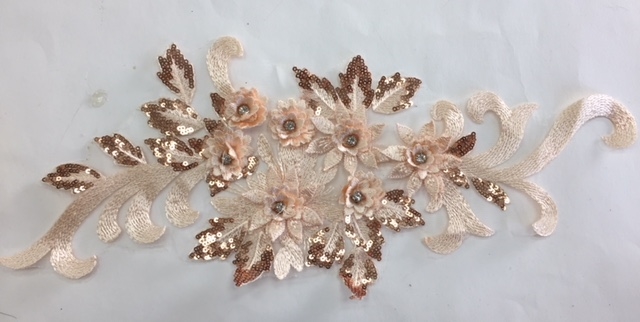 Crystal Rhinestone/Champagne/Rose Gold Beaded Applique