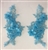 APL-BED-118-AQUA-PAIR-3D. Pair of Beaded Appliques - 3D on White Net. - Aqua - 12.5" x 6" - Pair $7