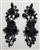 APL-BED-126-BLACK-3D-PAIR.  Beaded Applique - 3D on Net. - BLACK with Crystals and Beads 11" x 5" - Pair $6
