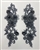 APL-BED-126-GREY-3D-PAIR. Beaded Applique - 3D on Net. - Grey with Sequins -and Beads 11" x 5"