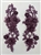 APL-BED-126-PLUM-3D-PAIR. Beaded Applique - 3D on Net. - Plum with Sequins -and Beads 11" x 5" - Pair $6