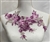 APL-BED-129-PINKSILVER-3D.   Pink Silver Beaded Applique - 3D on Net. - Pink with Sequins and Silver Embroidery- 12" x 7"