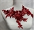 APL-BED-129-RED-3D.   Beaded Applique - 3D on Net. - Red with Sequins - 12" x 7"